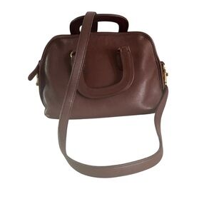 Elegant Vintage Brown Leather Coach Crossbody Purse